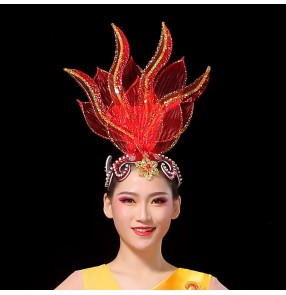 Spanish bull Flamenco ballroom dance headdress Red blue green hair accessories for girls lady Singing dancing model choir hairpin for woman